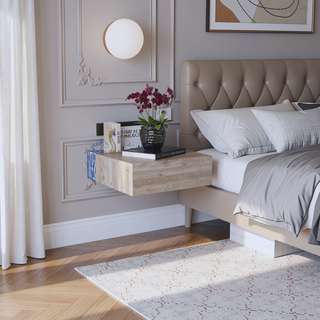 Sunvega Wall-Mounted Floating Nightstand with Drawer for Bedroom or Living Room