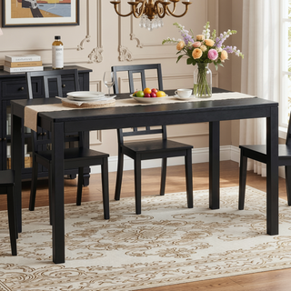 Sunvega Modern Contemporary Black Finish Rectangular Wooden Dining Table