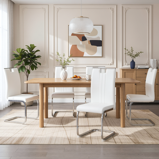 Sunvega Set of 4 Modern PU Material Bow-Shaped Chairs with Non-Slip Pads and Ergonomic Backrest