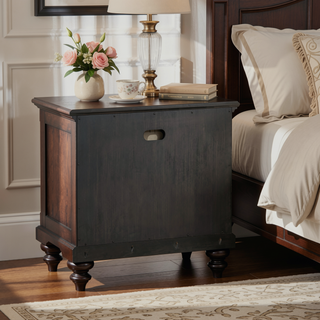 Sunvega Dark Oak Nightstand with Drawer and Open Cubby for Bedroom Storage