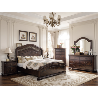 Sunvega Transitional Solid Wood Nightstand with Square Chrome Knobs in Acacia Walnut