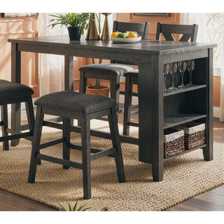 Sunvega Modern Counter Height Dining Table with Storage Shelves for Kitchen Breakfast