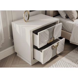 Sunvega Eternity Traditional Style 2-Drawer Nightstand with Gold Accents