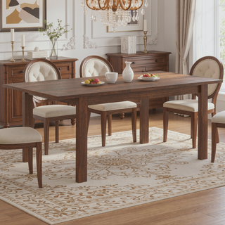 Sunvega Transitional Walnut Veneer Extendable Dining Table with Butterfly Leaf