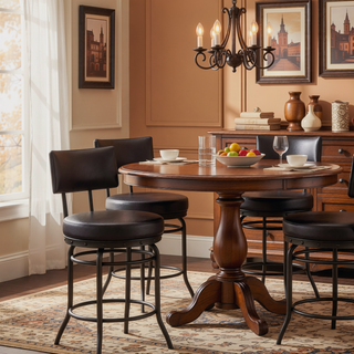 Sunvega Mocha Brown Faux Leather Swivel Bar or Counter Stool with 250lb Capacity