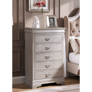 Sunvega Silver Champagne Nightstand with Two Spacious Drawers for Bedroom