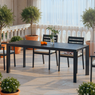 Sunvega Modern Aluminum Frame Slat Panel Design Outdoor Dining Table