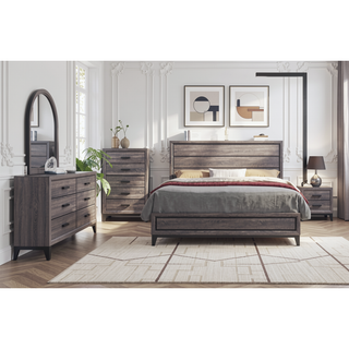 Sunvega Foil Grey Finish Chest with Black Hardware and 5 Drawers