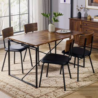 Sunvega Modern Industrial Rectangular Dining Table with Metal Sled Base