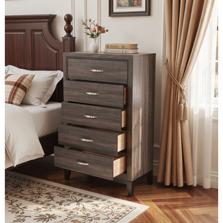 Sunvega Rustic Grey Oak Modern Nightstand with 2 Drawers Bedroom Furniture
