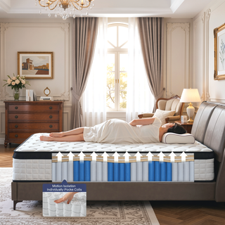 Sunvega King Size Hybrid Mattress with Memory Foam and Individually Wrapped Springs