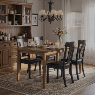 Sunvega Rectangular Dining Table with Walnut Brown Finish for Kitchen Dining