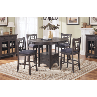Sunvega Round Counter Height Dining Table with Leaf and Open Storage Base