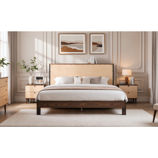 Sunvega Dark Brown Tufted Polyurethane Upholstered King Size Bed Frame