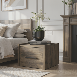 Sunvega Wall-Mounted Nightstand with Sleek Single Drawer and Spacious Top Shelf
