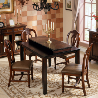 Sunvega Cherry Finish Wood Frame Bench with Dark Brown Faux Leather Upholstered Seat