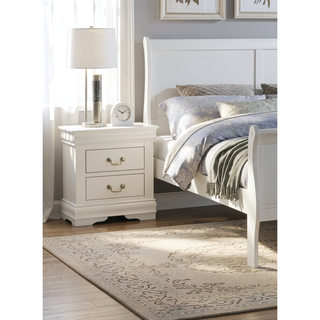 Sunvega Solid Wood Louis Philip Style Nightstand with Two Soft Close Drawers
