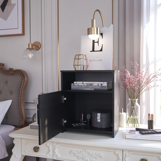Sunvega Bristol Nightstand with One Cabinet and a Top Surface Shelf