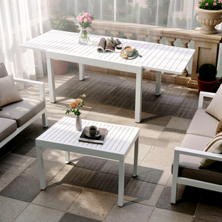 Sunvega Expandable Aluminum Patio Dining Table with E-Coating for 4-6 Person