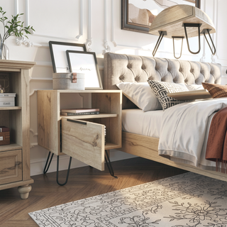 Sunvega Vienna Nightstand with Single Door Cabinet and Two Shelves