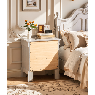 Sunvega Silver Champagne Nightstand with Two Drawers for Compact Spaces