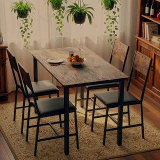 Sunvega 5-Piece Modern Dining Set with MDF Tabletop and Fabric Chairs for 4