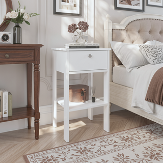 Sunvega Modern Wenge Nightstand with One Drawer and Open Shelf for Bedroom