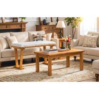 Sunvega Modern Farmhouse Solid Wood Expandable Dining Table with Storage