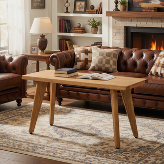 Sunvega Solid Red Oak Wood Bench with Tapered Legs for Dining and Entryway