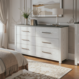 Sunvega Dark Top Finish Nightstand with Spacious Drawers and Block Style Feet