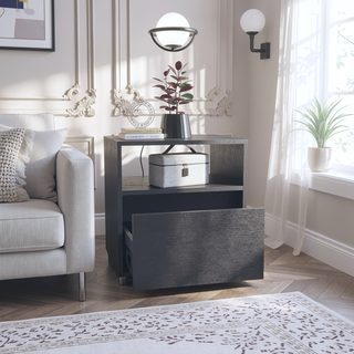 Sunvega One Drawer Nightstand in Black Wengue Finish for Small Spaces