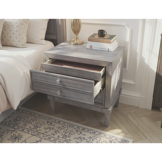 Sunvega Transitional Gray Solid Wood Nightstand with Hidden Drawer and Nickel Knob