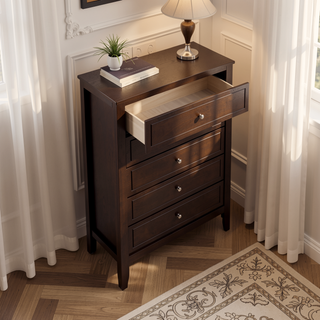 Sunvega Fully Assembled 6 Drawer Dresser with French Dovetail Wood Veneer Finish