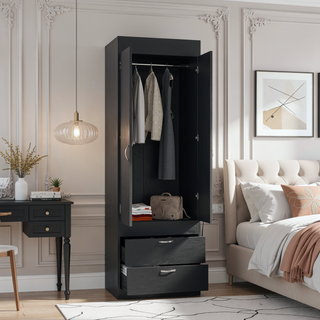 Sunvega White Finish Armoire Tarento with Two Drawers and Double Door Cabinet