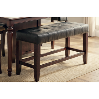 Sunvega Silver Faux Leather Upholstered Tufted Seat Counter Height Bench