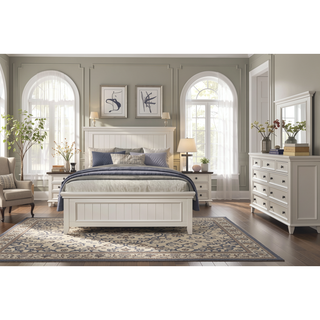 Sunvega White Finish 2 Drawer Bedroom Nightstand Farmhouse Style Bedside Table