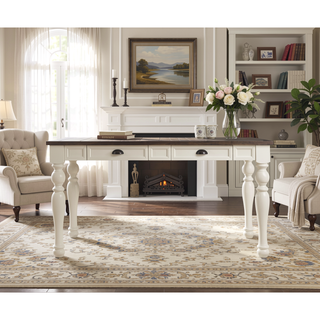 Sunvega Ivory and Mocha Acacia Wood Dining Table with Four Drawers