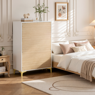 Sunvega White Rectangular 5-Drawer Chest with a Clean and Timeless Finish