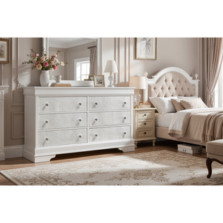 Sunvega Blaze Modern Style White Wood Dresser with Six Spacious Drawers