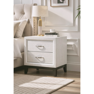 Sunvega Contemporary Simple Style Brown Gray Finish Nightstand with Two Storage Drawers