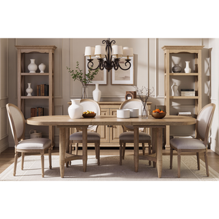 Sunvega Double Pedestal Dining Table with 20 Inch Leaf for Casual Dining