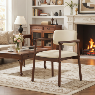 Sunvega Rubber Wood Dining Chairs with Comfortable PU Foam Seat for Home & Kitchen