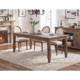 Sunvega Driftwood Pine Dining Table with Extendable Leaf and Distressed Heirloom Aesthetic
