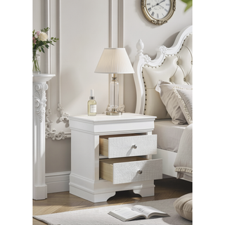 Sunvega Blaze Modern White Wood Nightstand with Two Drawers and Textured Finish
