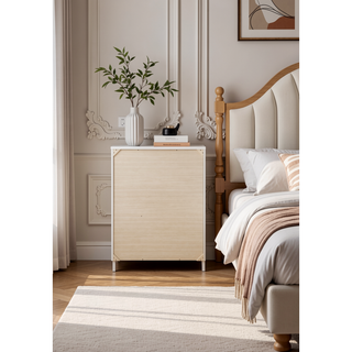 Sunvega White High Gloss Chest with 5 Spacious Drawers and Glittery Accents