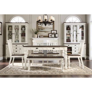 Sunvega Ivory and Mocha Acacia Wood Dining Table with Four Drawers