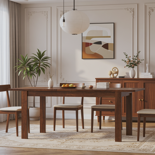 Sunvega Transitional Walnut Veneer Extendable Dining Table with Butterfly Leaf
