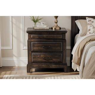 Sunvega Mahogany Finish 2 Drawer Nightstand with Pull Out Tray