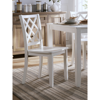 Sunvega White Finish Classic Transitional Dining Set with Table and Four Chairs