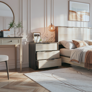 Sunvega Maryland Three Drawer Dresser with Superior Top in Black Wengue Pine Finish